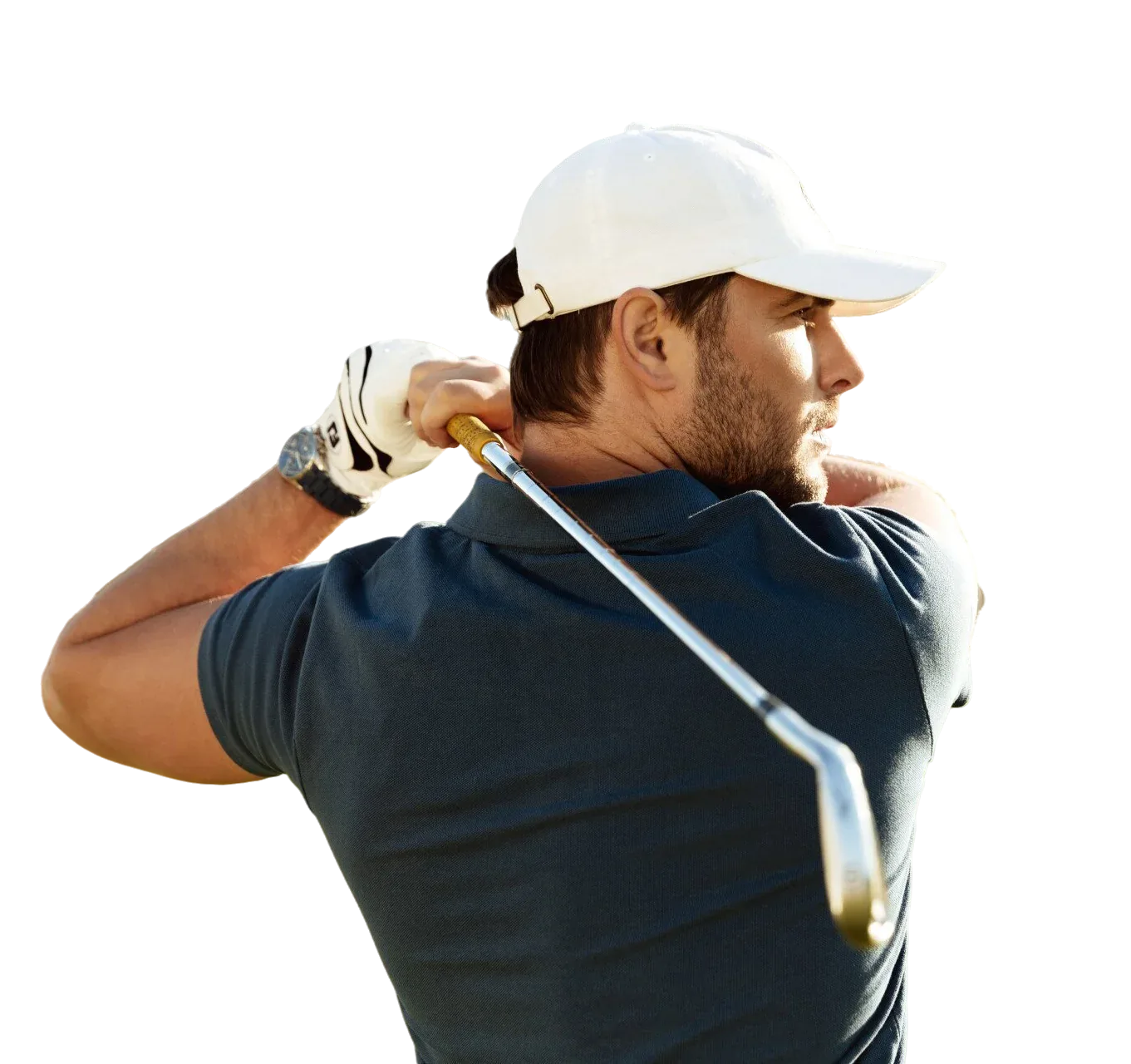 Golfer mid-swing