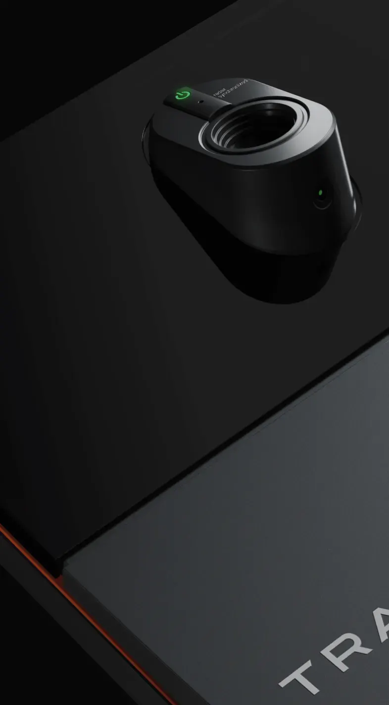 Close-up of the TrackMan iO ceiling unit